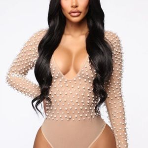 MY PEARL BODYSUIT NUDE FASHION NOVA